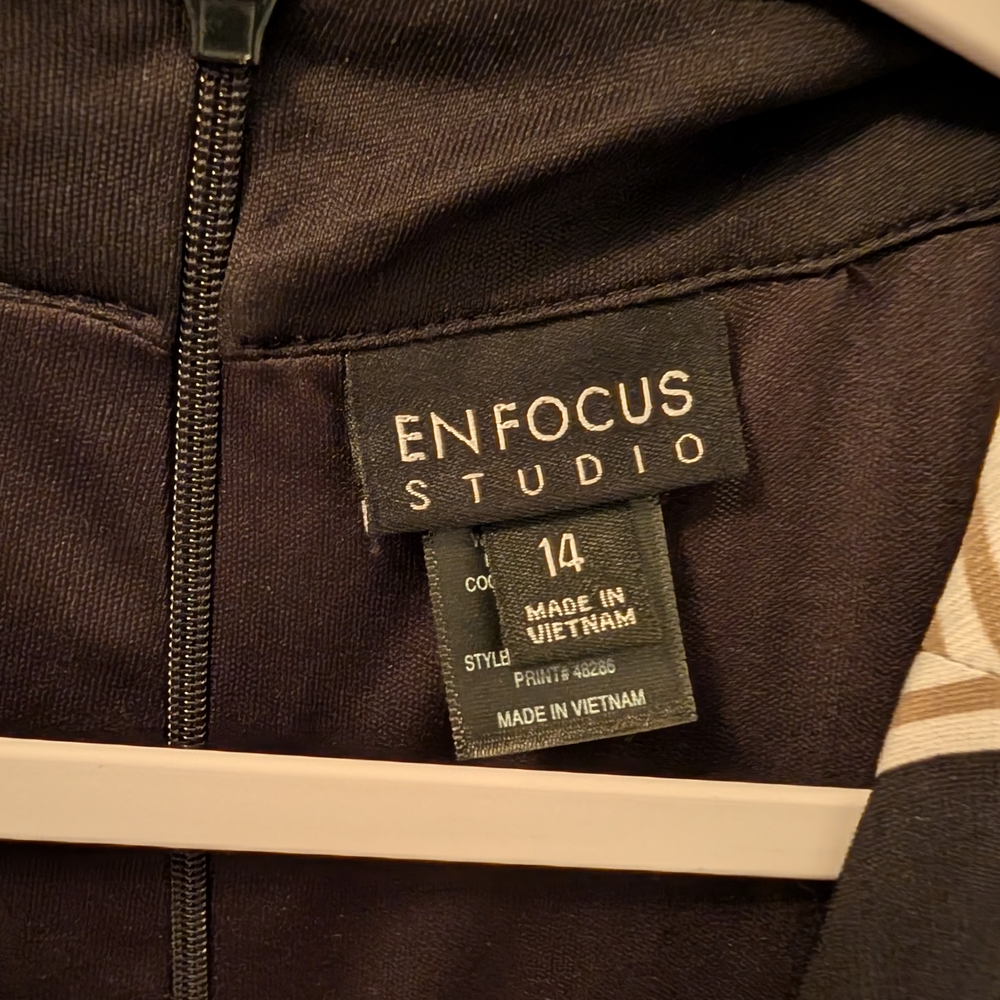 Enfocus Studio Black and White Striped Jumpsuit with Belt - Picture 4 of 5